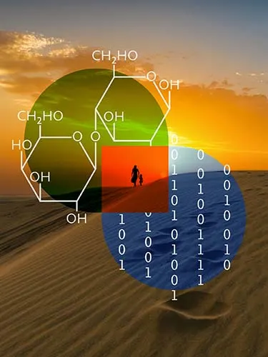 Industry innovation intelligence illustration with sand dune background